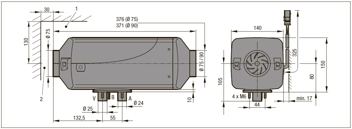 габариты eberspcher airtronic m2 b4l габариты eberspcher airtronic m2 b4l