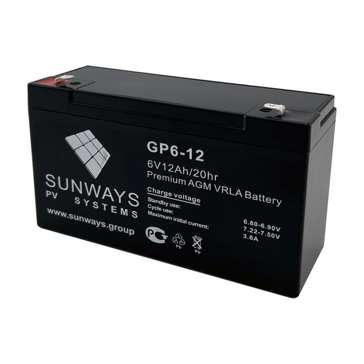 Аккумуляторная батарея SUNWAYS GP 6-12 купить в Санкт-Петербурге