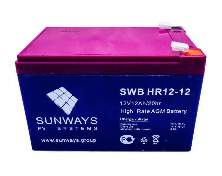 Аккумуляторная батарея SUNWAYS HR 12-12 купить в Санкт-Петербурге