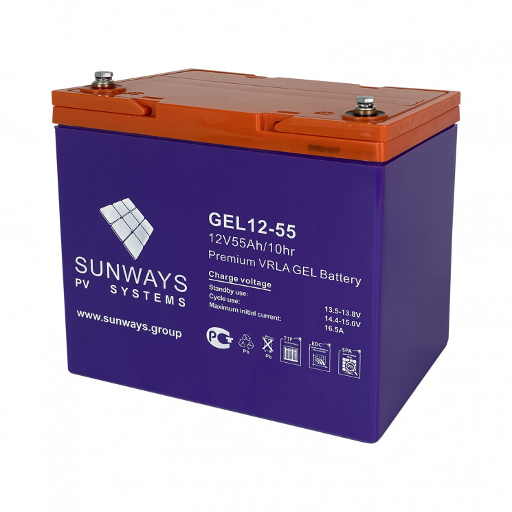 Аккумуляторная батарея SUNWAYS GEL 12-55 купить в Санкт-Петербурге